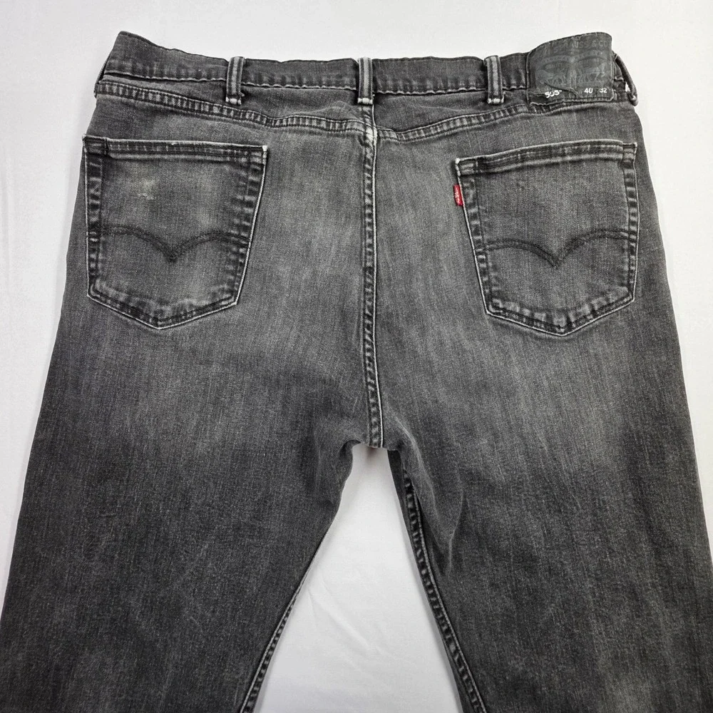Levis 505 Regular Fit Faded Black Jeans Mens 40x32 (Measures 40x30) 2015